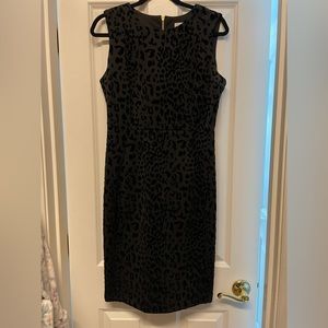 Calvin Klein Black velveteen animal print cocktail dress